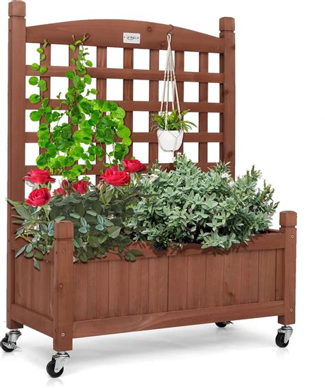 VINGLI Wood Planter Box with Trellis and Optional Australia | Ubuy