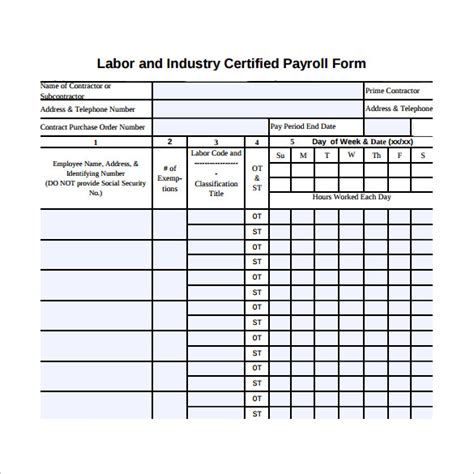 10 Certified Payroll Excel Template - Template Guru