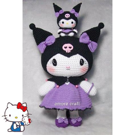 Hello kitty and Kuromi | Hello kitty crochet, Hello kitty plush ...