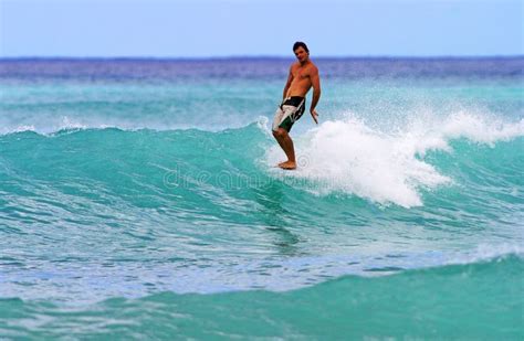 Man Surfing At Waikiki Beach, Honolulu Hawaii Editorial Image - Image ...