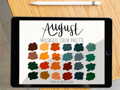 August Color Palette / Fall Colors / Autumn Colors / Procreate - Etsy