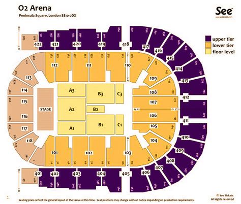 The O2 Arena London seating plan - Detailed seat numbers chart