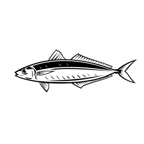 Round Scad Fish or Mackerel Scad Side View Mascot Retro 5733234 Vector ...