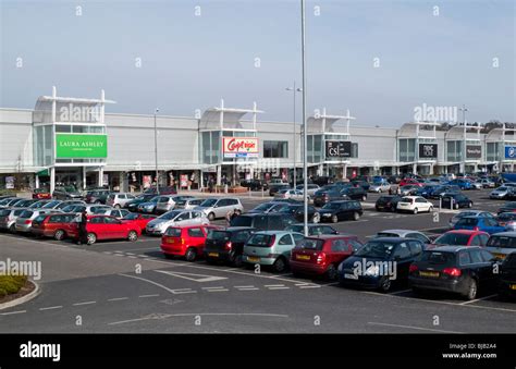 Shops and car park at Giltbrook Retail Park near Nottingham England UK ...