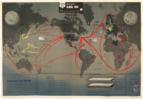 Striking Second World War map of " Global War " - Rare & Antique Maps