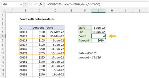 Count cells between dates - Excel formula | Exceljet