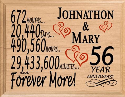 56th Anniversary Gift Sign Personalized 56 Year Wedding Anniversary ...