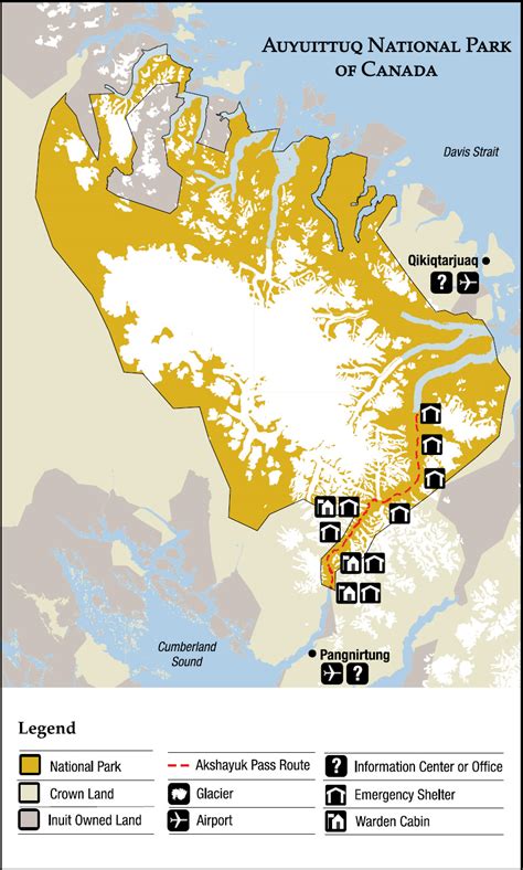 Auyuittuq National Park Map - Kivitoo Canada • mappery