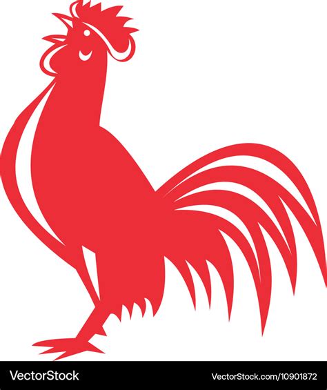 Chicken rooster crowing retro Royalty Free Vector Image