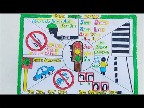 Road Safety day poster Drawing|Road Safety Day easy Drawing|Road Safety ...