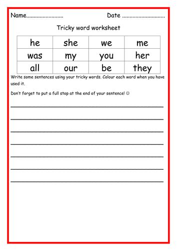 Phase 3 Tricky word worksheets | Teaching Resources