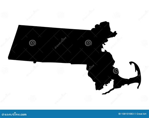 Massachusetts Silhouette Map Outline Vector Illustartion Stock Vector ...