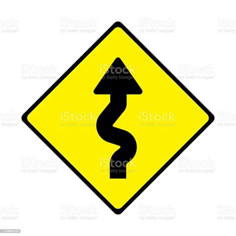 Winding Road Sign Stock Illustration - Download Image Now - Alertness ...