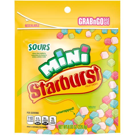 Starburst Minis Size Sour Candy Fruit Chews, Grab N Go - 8.0 oz Bag ...