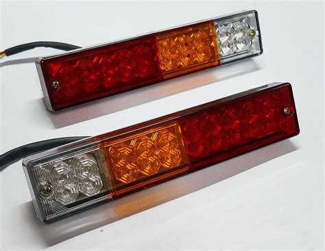 Pair 12V LED Universal Rear Tail Lights Trailer Truck Tipper Van - Led ...