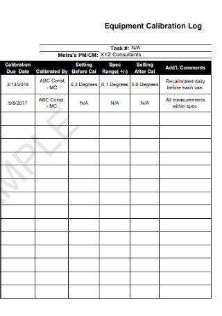 Intoximeter Calibration Log Sheet