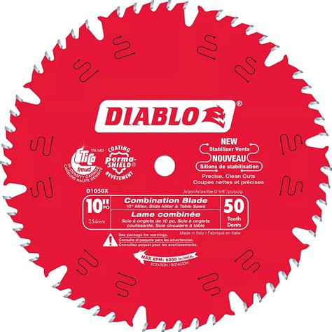 Diablo 10-inch x 50 Tooth Carbide Tipped Combination Mitre/Table Saw ...