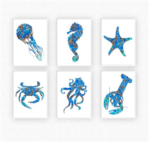 Set of 6 Sea Prints Coastal Wall Art Sea Prints Set of 6 | Etsy