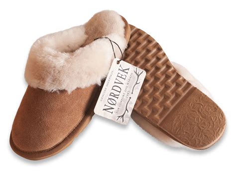 Nordvek Ladies Genuine Sheepskin Slippers Mules Non Slip Hard Sole ...