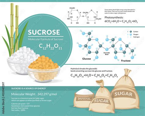 Vector illustration. White and brown sugar cubes in bowls. Structural ...