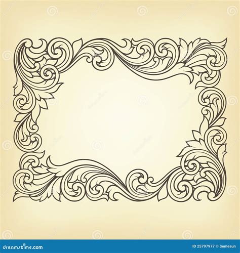 Vintage Border Frame Calligraphy Engraving Baroque Vector ...