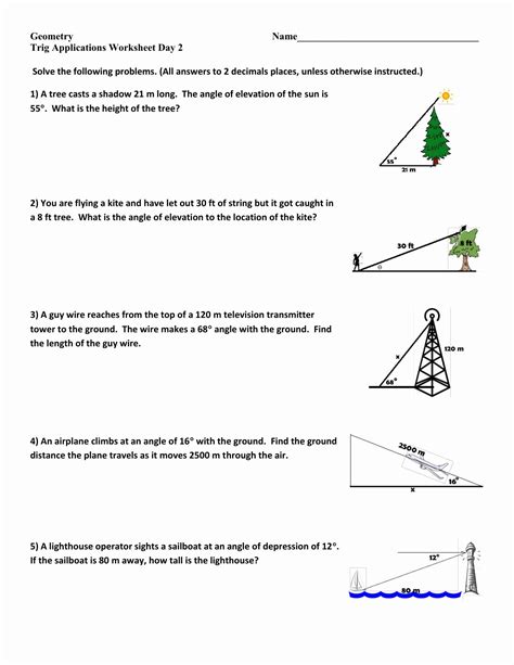 Right Triangle Trigonometry Worksheet Luxury Trigonometry Word Problems ...