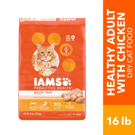 IAMS PROACTIVE HEALTH Adult Healthy Chicken Cat Kibble Dry Cat Food, 16 ...