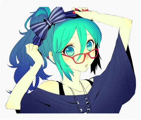 Anime Girl Blue Hair Glasses - Anime Girl Blue Green Hair, HD Png ...