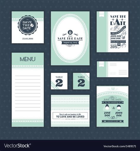 Set of vintage wedding cards Royalty Free Vector Image