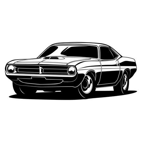 Muscle car black and white drawing 1396726 Vector Art at Vecteezy