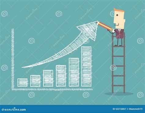 Businessman on a Ladder Charting a Positive Trend Graph Stock ...