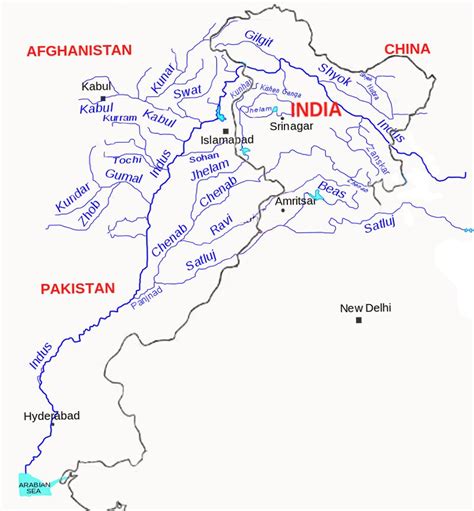 Map Indus River Tributaries - Share Map