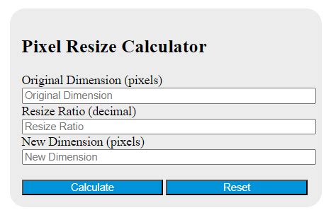 Pixel Resize Calculator - Calculator Academy