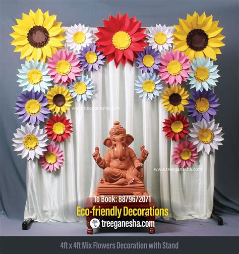 Ganpati Decoration 4x4ft Mix Flower| Eco-friendly Ganpati decoration ...