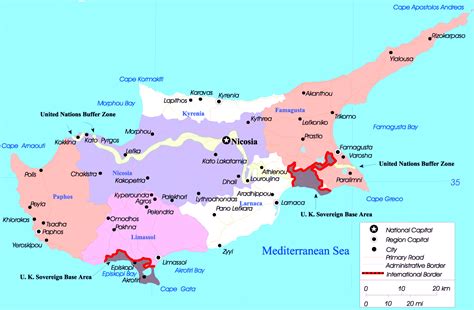 Large political and administrative map of Cyprus with major cities ...