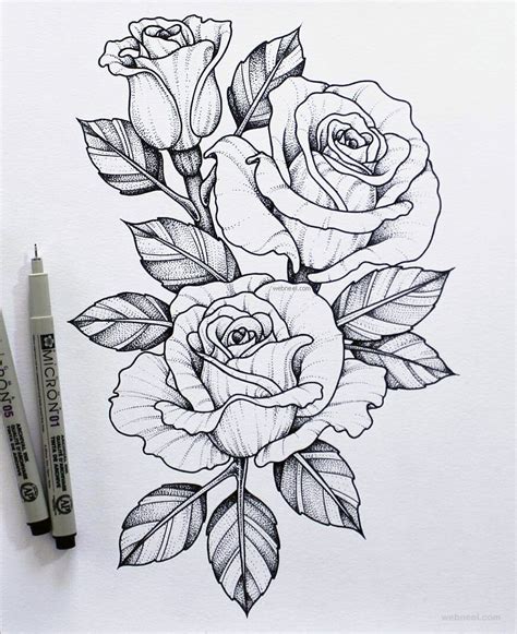 flower drawing rose — Steemit | Flower tattoo drawings, Beautiful ...