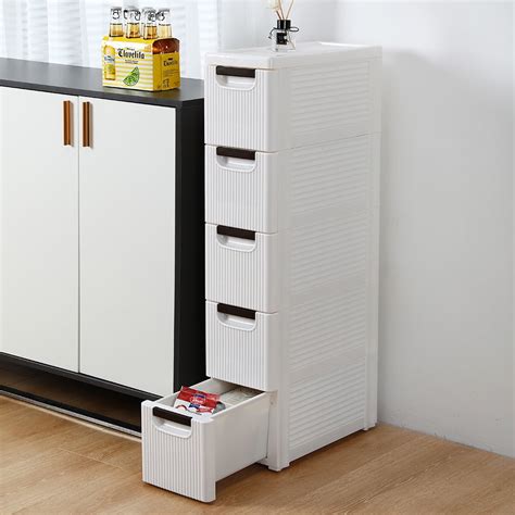 5-Tier Drawer Plastic Storage Cart with Wheels, Rolling Storage ...