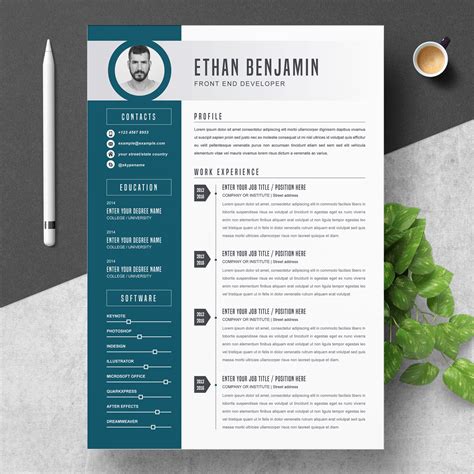 Lead Front-End Developer Resume Template With Cover Letter & Guideline