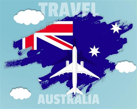 Premium Vector | Traveling to australia top view passenger plane on ...