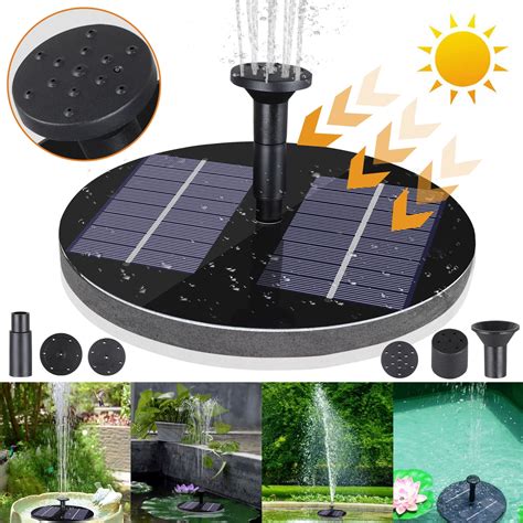 Solar Fountain Pump, Free Standing 1.4W Solar Powered Bird Bath ...