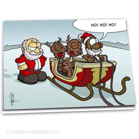 Funny Christmas Card "Reindeer Mocking Santa" - 10 Cards | AVIATORwebsite