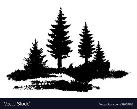 Composition forest silhouette landscape Royalty Free Vector