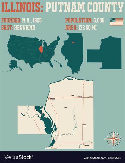 Map of putnam county in illinois Royalty Free Vector Image