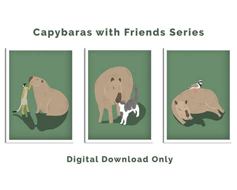 Capybara With Friends Series Set of 3 Digital Download Art - Etsy