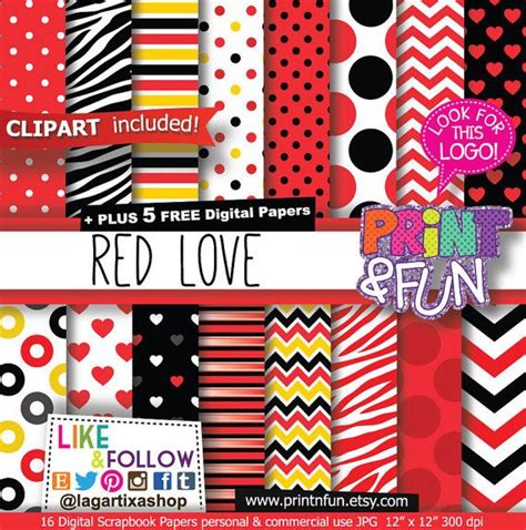 Red Love, St. Valentine's Day, Digital Paper, clip art, Patterns ...