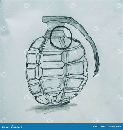 Hand Grenade sketch stock illustration. Illustration of grenade - 182129584