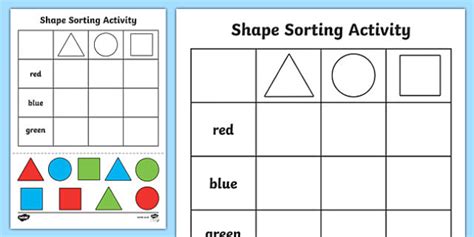 Shape Sorting Cut and Paste Worksheet / Activity Sheet - shapes