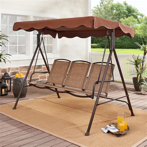 Mainstays Sand Dune Canopy Steel Porch Swing - Brown/Black - Walmart ...