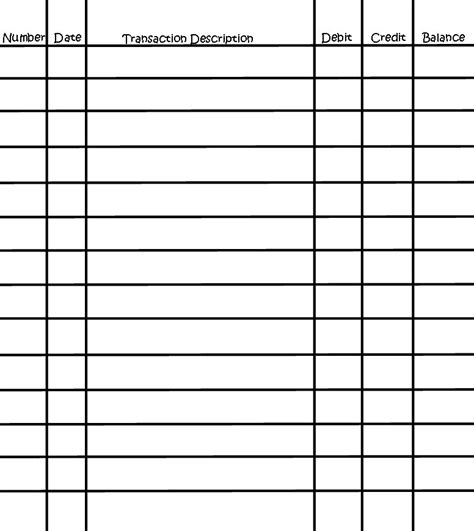 Printable Checkbook Register Template - Ethel Hernandez's Templates