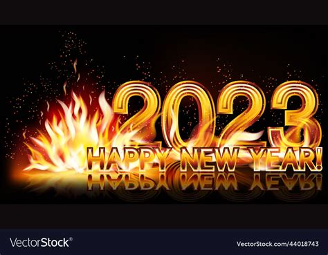 Happy 2023 new year fire banner Royalty Free Vector Image